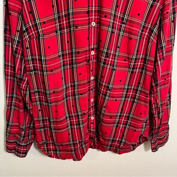 Talbots Cotton Button Front Shirt Mountain Dot Plaid M - Picture 4 of 9